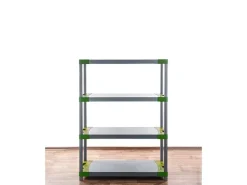 PROREGAL Kunststoffregal Grey Bear Low HxBxT 138 x 90 x 46 cm Fachlast 120 kg Grau/Grün