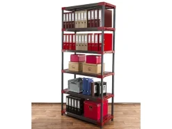 PROREGAL Kunststoffregal Grey Bear Extra-Tall HxBxT 220 x 90 x 46 cm Fachlast 120 kg Grau/Rot* Kunststoffregale