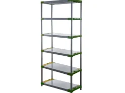 PROREGAL Kunststoffregal Grey Bear Extra-Tall HxBxT 220 x 90 x 46 cm Fachlast 120 kg Grau/Grün* Kunststoffregale