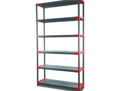 PROREGAL Kunststoffregal Grey Bear Extra-Tall HxBxT 220 x 120 x 46 cm Fachlast 120 kg Grau/Rot* Kunststoffregale
