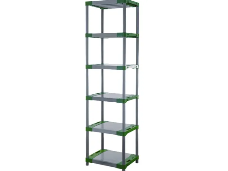 PROREGAL Kunststoffregal Grey Bear Extra-Tall HxBxT 220 x 70 x 46 cm Fachlast 120 kg Grau/Grün* Kunststoffregale