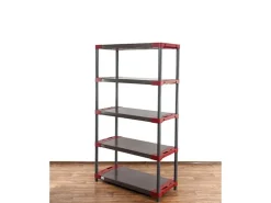 PROREGAL Kunststoffregal Grey Bear Tall HxBxT 180 x 110 x 46 cm Fachlast 120 kg Grau/Rot