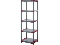 PROREGAL Kunststoffregal Grey Bear Tall HxBxT 180 x 70 x 46 cm Fachlast 120 kg Grau/Rot* Kunststoffregale