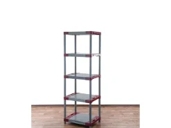 PROREGAL Kunststoffregal Grey Bear Tall HxBxT 180 x 70 x 46 cm Fachlast 120 kg Grau/Rot* Kunststoffregale