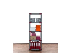 PROREGAL Kunststoffregal Grey Bear Tall HxBxT 180 x 70 x 46 cm Fachlast 120 kg Grau/Rot* Kunststoffregale