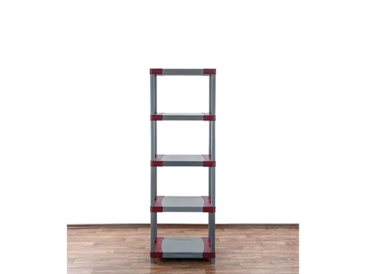 PROREGAL Kunststoffregal Grey Bear Tall HxBxT 180 x 70 x 46 cm Fachlast 120 kg Grau/Rot* Kunststoffregale