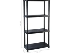 PROREGAL Kunststoffregal Panther Tall HxBxT 135x60x30cm Fachlast 20kg Pro Ebene Schwarz* Regale Schwarz