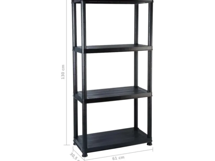 PROREGAL Kunststoffregal Panther Tall HxBxT 135x60x30cm Fachlast 20kg Pro Ebene Schwarz* Regale Schwarz