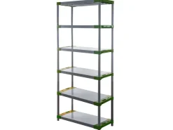 PROREGAL Kunststoffregal Grey Bear Extra-Tall HxBxT 220 x 100 x 46 cm Fachlast 120 kg Grau/Grün* Kunststoffregale
