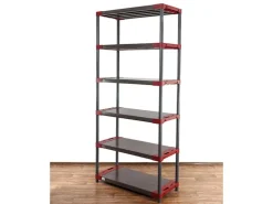 PROREGAL Kunststoffregal Big Grey Bear Extra-Tall HxBxT 220 x 80 x 46 cm Fachlast 160 kg Grau/Rot