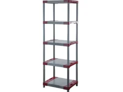 PROREGAL Kunststoffregal Big Grey Bear Tall HxBxT 180 x 60 x 46 cm Fachlast 160 kg Grau/Rot