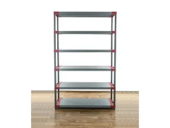 PROREGAL Kunststoffregal Grey Bear Extra-Tall HxBxT 220 x 140 x 46 cm Fachlast 70 kg Grau/Rot* Kunststoffregale