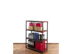 PROREGAL Kunststoffregal Grey Bear Low HxBxT 138 x 100 x 46 cm Fachlast 120 kg Grau/Rot