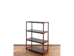 PROREGAL Kunststoffregal Grey Bear Low HxBxT 138 x 100 x 46 cm Fachlast 120 kg Grau/Rot
