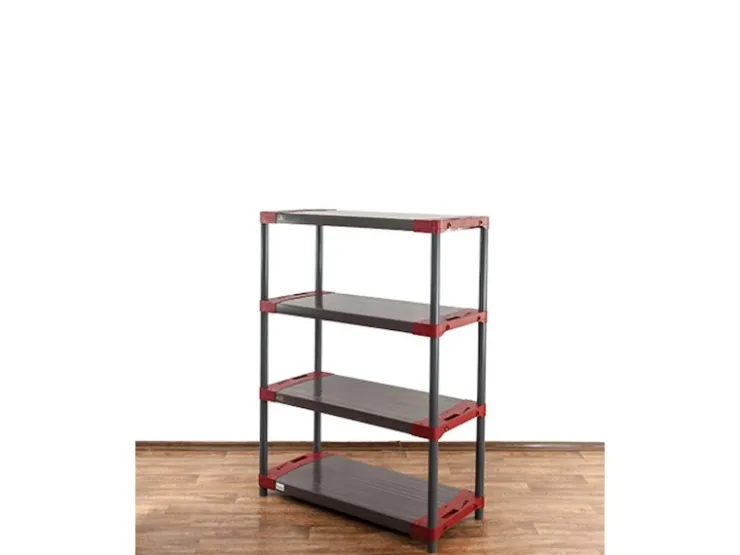 PROREGAL Kunststoffregal Grey Bear Low HxBxT 138 x 100 x 46 cm Fachlast 120 kg Grau/Rot