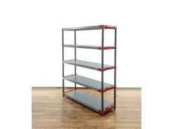 PROREGAL Kunststoffregal Grey Bear Tall HxBxT 180 x 140 x 46 cm Fachlast 70 kg Grau/Rot