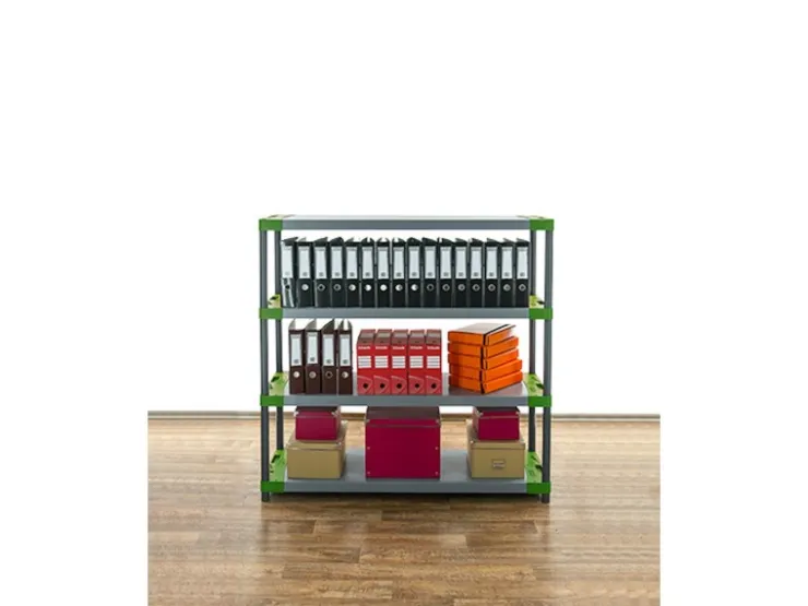 PROREGAL Kunststoffregal Big Grey Bear Low HxBxT 138 x 150 x 46 cm Fachlast 120 kg Grau/Grün* Kunststoffregale