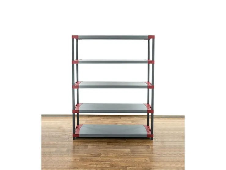 PROREGAL Kunststoffregal Big Grey Bear Tall HxBxT 180 x 130 x 46 cm Fachlast 120 kg Grau/Rot* Kunststoffregale