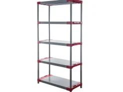 PROREGAL Kunststoffregal Big Grey Bear Tall HxBxT 180 x 90 x 46 cm Fachlast 160 kg Grau/Rot