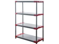 PROREGAL Kunststoffregal Big Grey Bear Low HxBxT 138 x 80 x 46 cm Fachlast 160 kg Grau/Rot