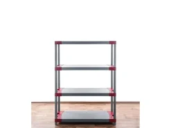 PROREGAL Kunststoffregal Big Grey Bear Low HxBxT 138 x 80 x 46 cm Fachlast 160 kg Grau/Rot