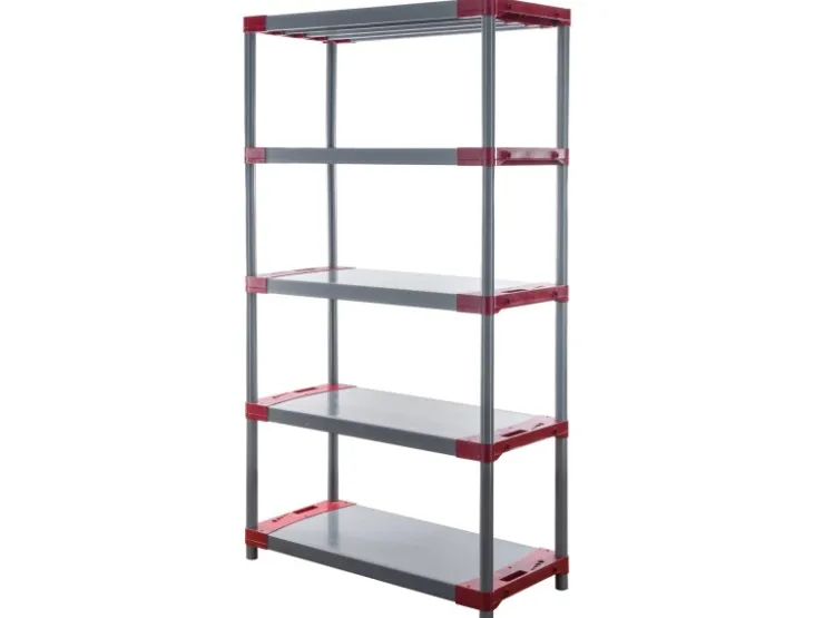 PROREGAL Kunststoffregal Big Grey Bear Tall HxBxT 180 x 110 x 46 cm Fachlast 160 kg Grau/Rot