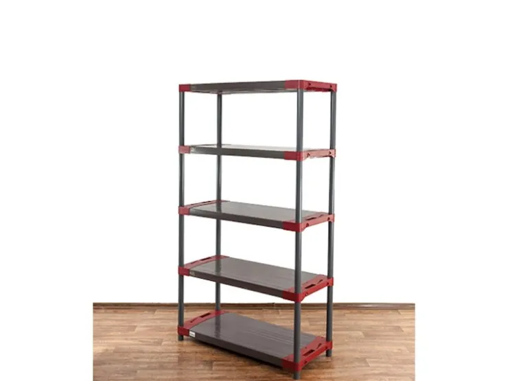 PROREGAL Kunststoffregal Big Grey Bear Tall HxBxT 180 x 120 x 46 cm Fachlast 160 kg Grau/Rot* Kunststoffregale