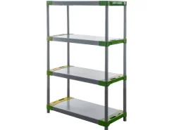 PROREGAL Kunststoffregal Big Grey Bear Low HxBxT 138 x 90 x 46 cm Fachlast 160 kg Grau/Grün