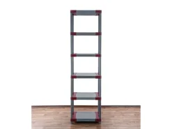 PROREGAL Kunststoffregal Grey Bear Extra-Tall HxBxT 220 x 60 x 46 cm Fachlast 120 kg Grau/Rot* Kunststoffregale