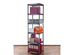 PROREGAL Kunststoffregal Grey Bear Extra-Tall HxBxT 220 x 60 x 46 cm Fachlast 120 kg Grau/Rot* Kunststoffregale