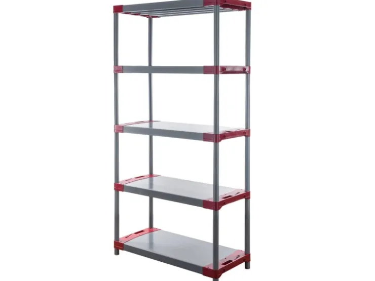 PROREGAL Kunststoffregal Big Grey Bear Tall HxBxT 180 x 80 x 46 cm Fachlast 160 kg Grau/Rot