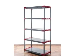 PROREGAL Kunststoffregal Big Grey Bear Tall HxBxT 180 x 80 x 46 cm Fachlast 160 kg Grau/Rot