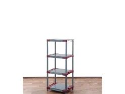 PROREGAL Kunststoffregal Grey Bear Low HxBxT 138 x 70 x 46 cm Fachlast 120 kg Grau/Rot* Kunststoffregale