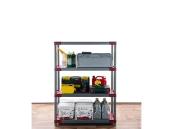 PROREGAL Kunststoffregal Grey Bear Low HxBxT 138 x 80 x 46 cm Fachlast 120 kg Grau/Rot* Kunststoffregale