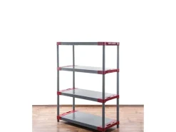 PROREGAL Kunststoffregal Grey Bear Low HxBxT 138 x 90 x 46 cm Fachlast 120 kg Grau/Rot