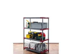PROREGAL Kunststoffregal Grey Bear Low HxBxT 138 x 90 x 46 cm Fachlast 120 kg Grau/Rot
