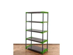 PROREGAL Kunststoffregal Grey Bear Tall HxBxT 180 x 100 x 46 cm Fachlast 120 kg Grau/Grün* Kunststoffregale
