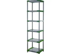 PROREGAL Kunststoffregal Grey Bear Extra-Tall HxBxT 220 x 60 x 46 cm Fachlast 120 kg Grau/Grün* Kunststoffregale