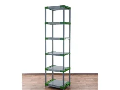 PROREGAL Kunststoffregal Grey Bear Extra-Tall HxBxT 220 x 60 x 46 cm Fachlast 120 kg Grau/Grün* Kunststoffregale