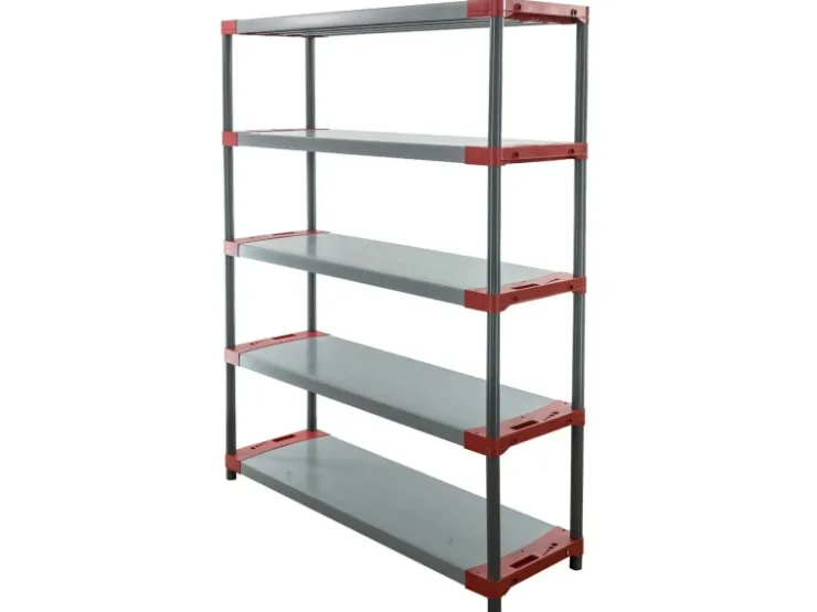 PROREGAL Kunststoffregal Grey Bear Tall HxBxT 180 x 150 x 46 cm Fachlast 70 kg Grau/Rot* Kunststoffregale