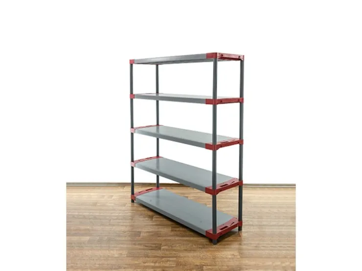 PROREGAL Kunststoffregal Grey Bear Tall HxBxT 180 x 150 x 46 cm Fachlast 70 kg Grau/Rot* Kunststoffregale