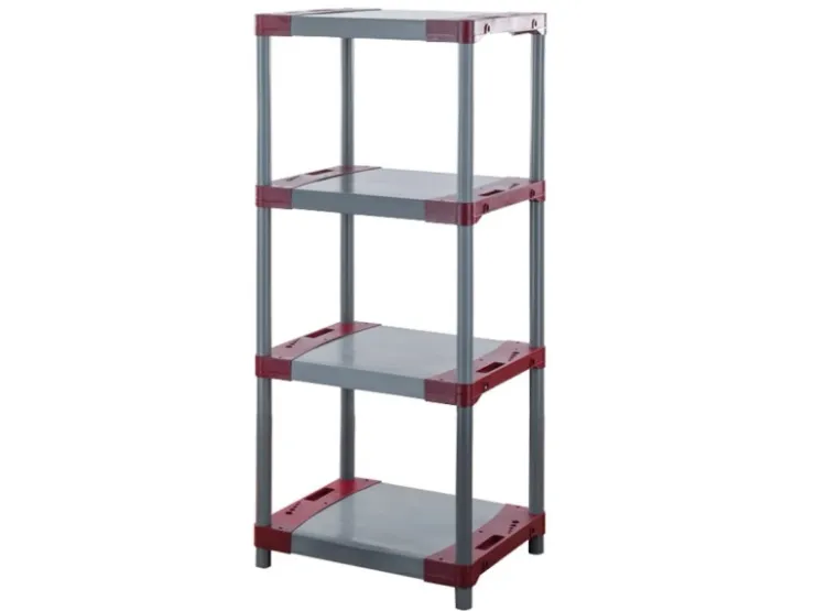 PROREGAL Kunststoffregal Big Grey Bear Low HxBxT 138 x 70 x 46 cm Fachlast 160 kg Grau/Rot