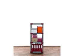 PROREGAL Kunststoffregal Big Grey Bear Low HxBxT 138 x 70 x 46 cm Fachlast 160 kg Grau/Rot