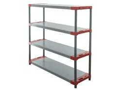 PROREGAL Kunststoffregal Big Grey Bear Low HxBxT 138 x 130 x 46 cm Fachlast 120 kg Grau/Rot* Kunststoffregale