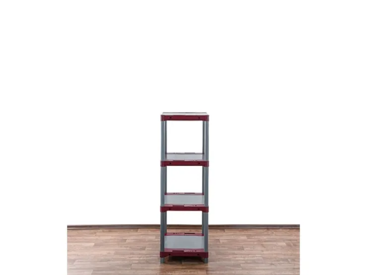 PROREGAL Kunststoffregal Grey Bear Low HxBxT 138 x 60 x 46 cm Fachlast 120 kg Grau/Rot