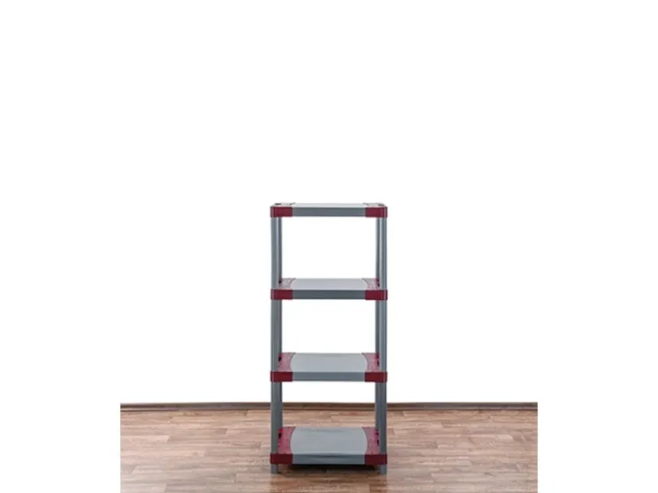 PROREGAL Kunststoffregal Grey Bear Low HxBxT 138 x 60 x 46 cm Fachlast 120 kg Grau/Rot