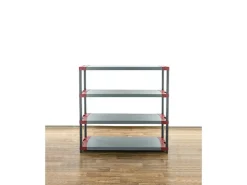 PROREGAL Kunststoffregal Grey Bear Low HxBxT 138 x 130 x 46 cm Fachlast 70 kg Grau/Rot* Kunststoffregale