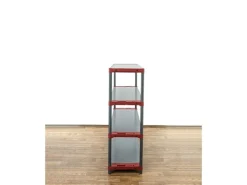 PROREGAL Kunststoffregal Grey Bear Low HxBxT 138 x 130 x 46 cm Fachlast 70 kg Grau/Rot* Kunststoffregale