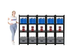 PROREGAL Mega Deal 5 x All Black Series Schwerlastregal Ragnar HxBxT 150 x 45 x 45 cm Fachlast 100 kg Matt Schwarz Kellerregal Steckregal Garagenregal* Regale Schwarz|Kellerregale