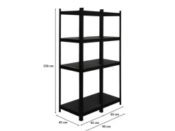 PROREGAL Mega Deal 2 x All Black Series Schwerlastregal Ragnar HxBxT 150 x 45 x 45 cm Fachlast 100 kg Matt Schwarz Kellerregal Steckregal Garagenregal